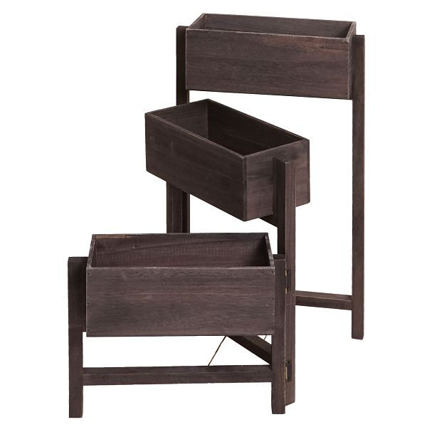 Étagère pour plantes Mendler T275, étagère sur pied jardinière jardinière, 65x108x15cm, bois aspect shabby vintage, gris-brun, 94468