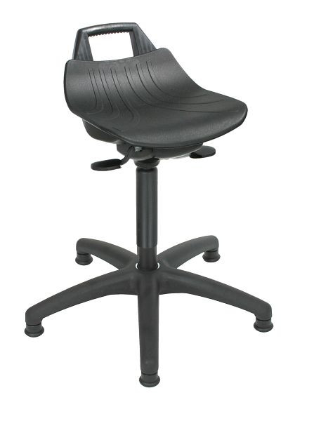 Lotz "Extremely comfortable", siège en PP noir, grand, hauteur d'assise 490-680mm, base en plastique noir, patins, 3662.07
