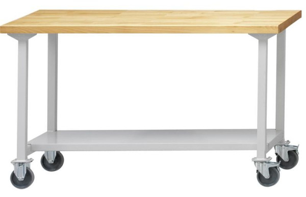Table de travail ANKE; mobile; 1500 x 700 mm; RAL 7035; Tablette en tôle d'acier de 500 mm de profondeur
