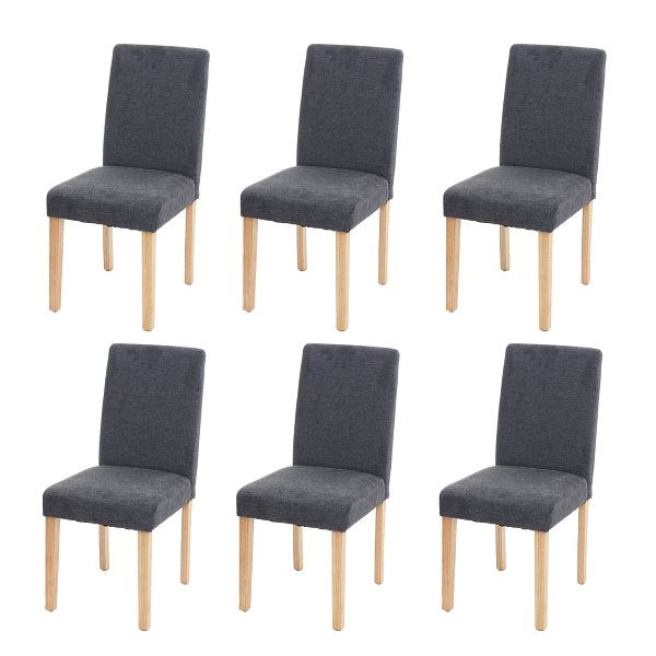 Ensemble de 6 chaises de salle à manger, chaises de cuisine Mendler, Littau, textile, gris anthracite, pieds clairs, 3x74548