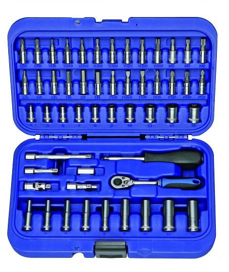 Jeu de clés à douille Boxo 1/4" 52 pièces, UE : 6 pièces, BX140052