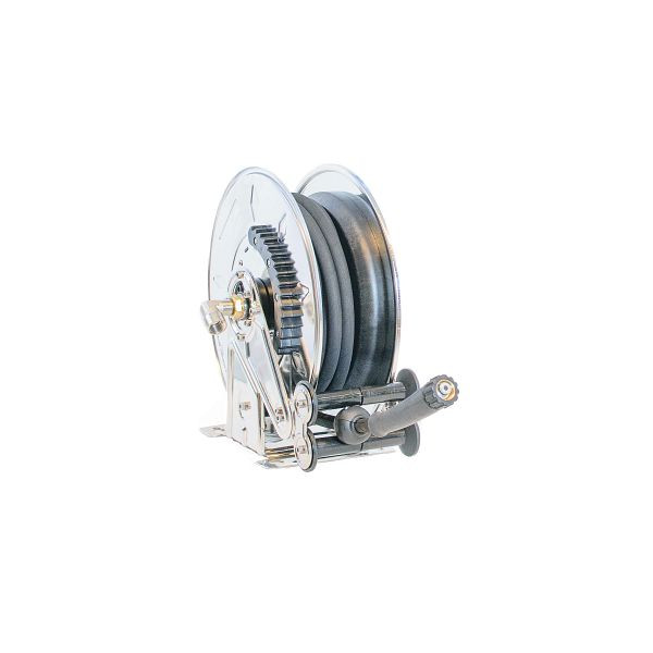 Enrouleur Ebinger OSM 210, maxi 400bar / 130°C, 10m - 8mm ID tuyau haute pression 2SN, acier inoxydable, 1.214.401