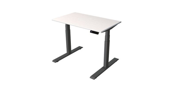 Table compacte Kerkmann L 1000 x P 600 mm, réglable en hauteur électriquement de 630 à 1270 mm, blanc/anthracite, 10179010
