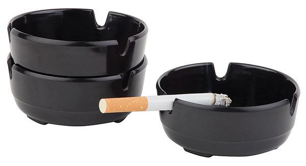 Cendrier APS, Ø 8 cm, hauteur : 3 cm, mélamine noir, -CASUAL-, lot de 3, 00576