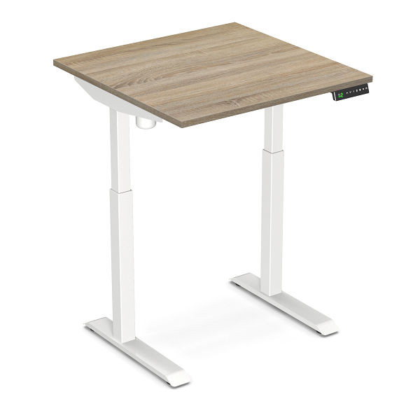 Bureau assis-debout Worktrainer StudyDesk (blanc / chêne moyen clair 80 x 80 cm), StD-s-white-mo