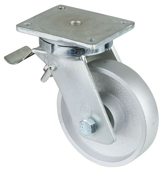Roulettes BS Roulette robuste avec frein, largeur 45 mm, Ø200 mm, jusqu'à 1100 kg, bande de roulement coulée, corps de roue coulé, roulements à billes, RR120.C81.201