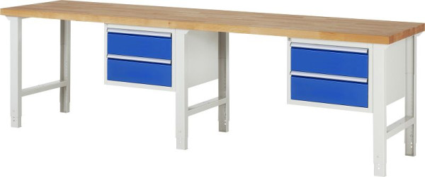 Etabli RAU série 7000 - modèle 7125, L3000 x P700 x H790-1140 mm, base système L3000 x P650 x H750-1100 mm, 03-7125A1-307B4H.11