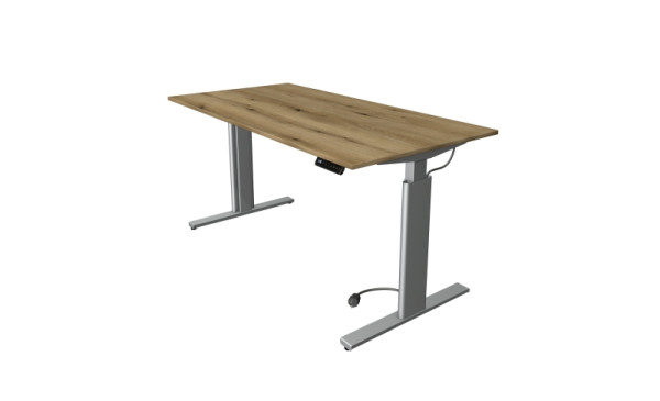 Table assis/debout Kerkmann Move 3 tubes, L 1600 x P 800 mm, réglable en hauteur électriquement de 720 à 1200 mm, chêne, 10232555