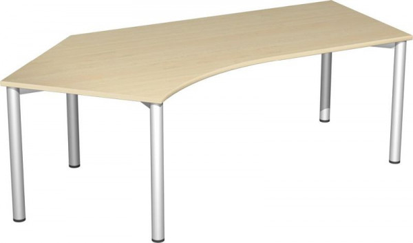 bureau geramöbel 135° gauche, hauteur fixe, 2166x1130x720, érable/argent, S-550315-AS