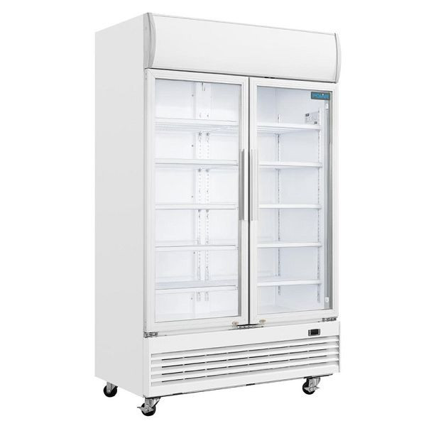 Polar Série G Refroidissement d'affichage à deux portes avec caisson lumineux 950L portes battantes, GE580