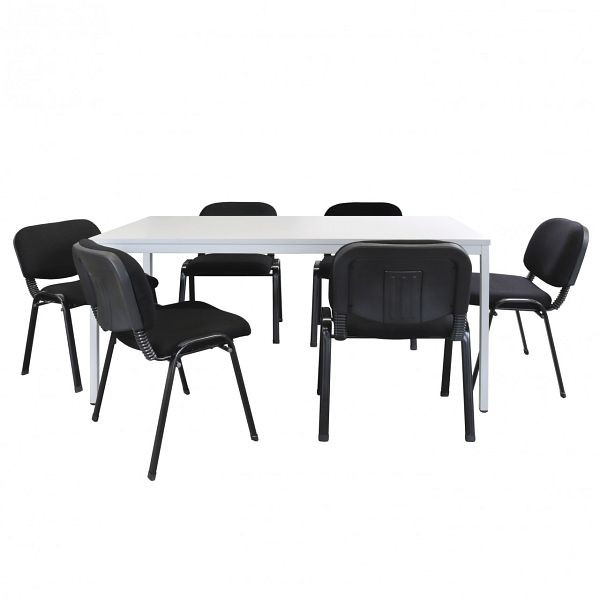 Ensemble ADB table tube acier L160 cm + 6 chaises de bureau, 78500