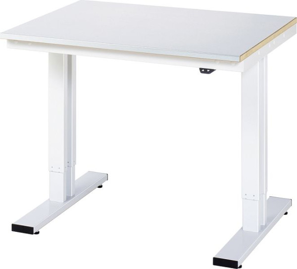 Table de travail RAU série adlatus 300 (réglable électriquement en hauteur), plan de travail avec revêtement en tôle d'acier, 1000x720-1120x800 mm, 08-WT-100-080-S