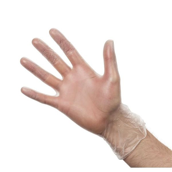 Gants en vinyle Vogue transparent poudré XL, PU: 100 pièces, Y252-XL