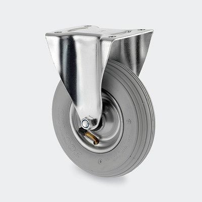 Roulette fixe TENTE-ROLLEN, roue Ø 200 mm, capacité de charge 75 kg, hauteur 240 mm, 3478DPR200P63 gris