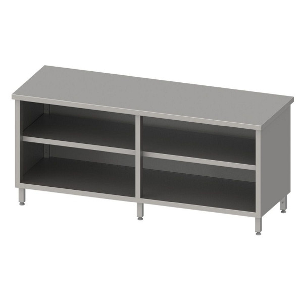 Armoire de travail Stalgast ouverte avec base et étagère intermédiaire 2000x700x850mm, soudée, VAS20700