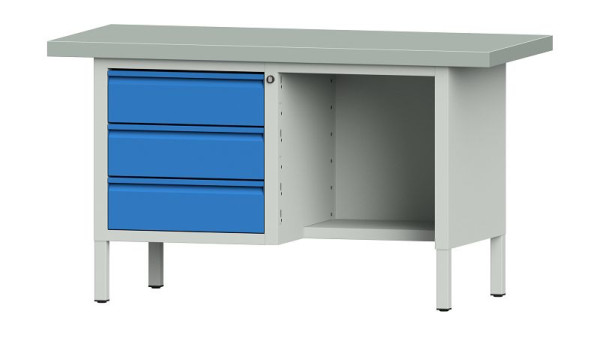 Établis ANKE Établi en caisson, modèle 303 E, 1500 x 700 x 850 mm, RAL 7035/5012, ZBP 50 mm, 510.307