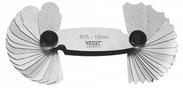 Pochoir rayon Vogel Germany, acier doux, 7,5 - 15,0 mm, 32 feuilles, 472106