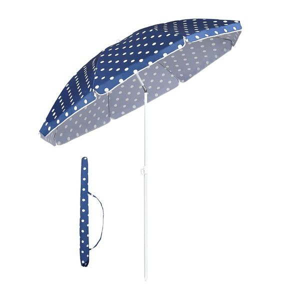 Parasol rond Sekey® 160 cm, couleur : pois bleus-blancs, 39916025
