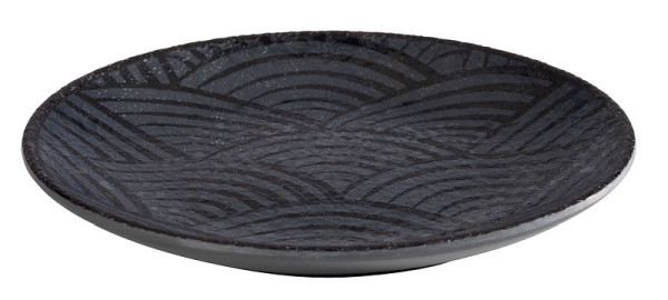 Assiette APS -DARK WAVE-, Ø 14,5 cm, hauteur : 1,5 cm, mélamine, intérieur : décor, extérieur : noir, 84907