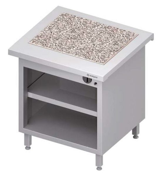 Service chaud Stalgast "Free Flow" avec une plaque chauffante en granit et un meuble bas ouvert 799x735x880 mm couvercle en acier inoxydable, FF08120