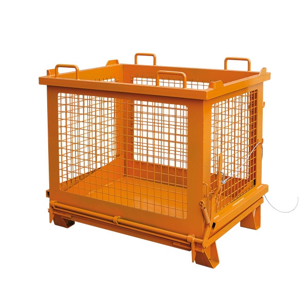 Conteneur en treillis industriel Eichinger avec rabat inférieur déverrouillable, 500 kg, 1000 litres, orange pur, 20371200000000