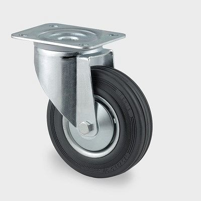 Roulette pivotante TENTE-ROLLEN, roue Ø 125 mm, capacité de charge 100 kg, hauteur 155 mm, 3470DVJ125P62
