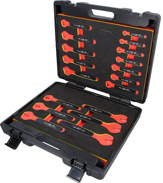 Jeu de clés à fourche KS Tools avec isolation de protection, 18 pièces, 118.1500