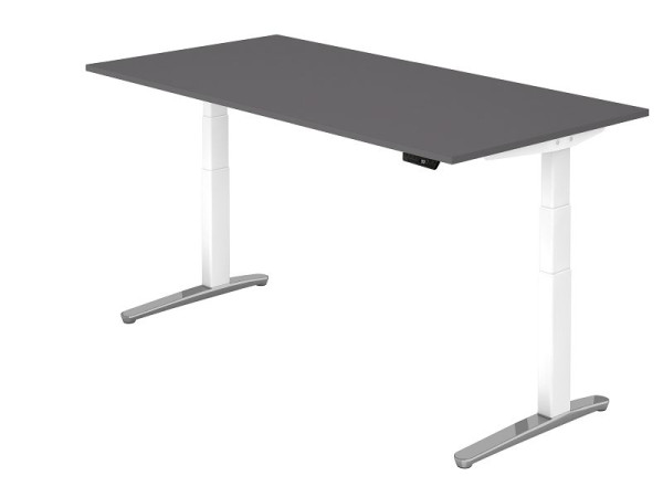Hammerbacher bureau assis-debout électrique 200x100cm graphite/l, forme rectangulaire, VXBHM2E/G/WC