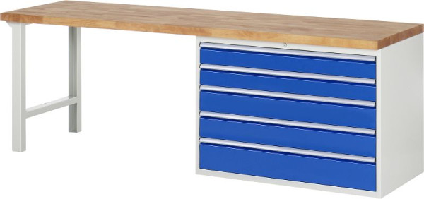 Etabli RAU série 7000 - modèle 7713, L2500 x P700 x H890 mm, base système L2500 x P650 x H850 mm, 03-7713A1-257B4M.11