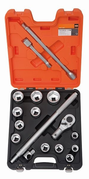 Jeu de clés à douille Bahco 3/4", 17 pièces, INCH, SLX 17AF