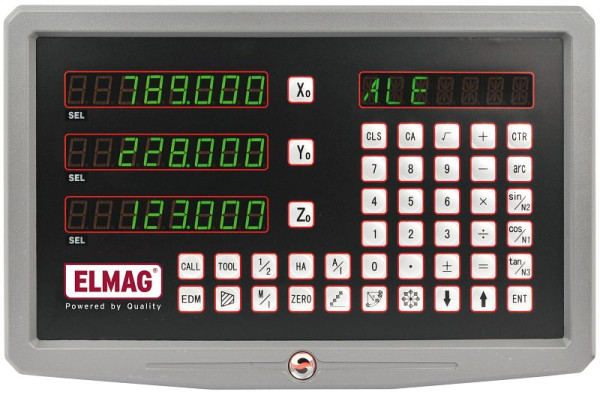 Indicateur de position numérique ELMAG 'SINO' pour 3 axes jusqu'à 1000 mm d'entraxe, 88086