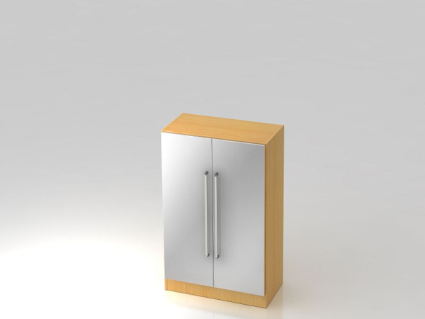 Armoire Hammerbacher 3OH avec panneau de base poignée chromée hêtre/argent, 80x42x127 cm (LxPxH), V7550/6/S/CE