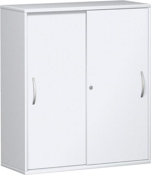 Armoire à portes coulissantes geramöbel avec panneau central, 4 étagères décoratives, verrouillable, 1000x425x1152, blanc/blanc, N-10S310-WW