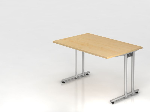 Bureau Hammerbacher pied C 120x80cm érable/argent, hauteur de travail 72 cm, VNS12/3/S