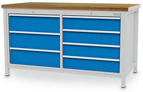 Établi Bedrunka+Hirth 1500, avec 7 tiroirs, différentes hauteurs de panneaux, 1500x750x959 mm, 03.15.34V9A