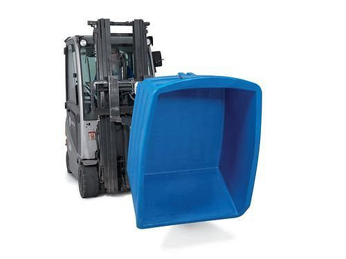 Benne basculante pour charges lourdes DENIOS en polyéthylène (PE), bleu