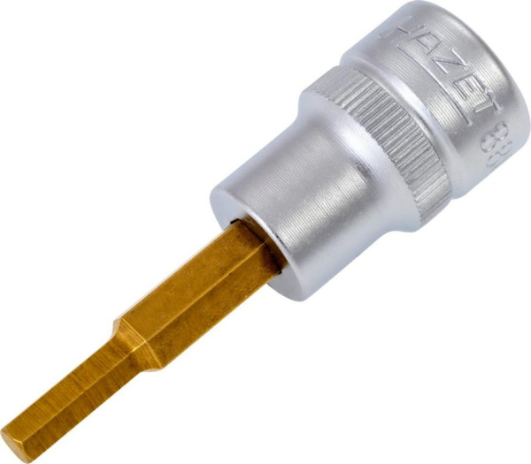 Douille tournevis Hazet, carré creux 10 mm, profil à six pans creux, 4 mm, version courte avec moletage, 8801-4