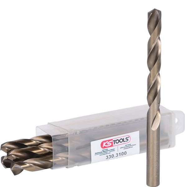 KS Tools HSS-G Co 5 foret hélicoïdal, 10 mm, lot de 5, 330.3100