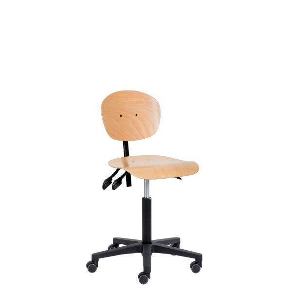 Chaise de travail SOFAME NATUR à roulettes, hauteur d'assise 46-66, piètement polyamide, W050050018