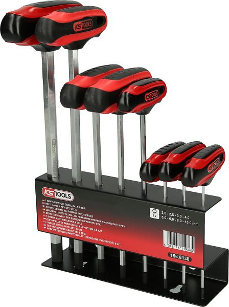 KS Tools Jeu de clés Allen à poignée en T, 8 pièces, 158.8130