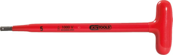 KS Tools Clé à douille hexagonale à poignée en T avec isolation de protection, 4x120 mm, 117.1673