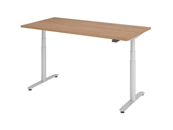 Hammerbacher bureau assis-debout électrique 160x80cm noyer/argent, VXDLR16/N/S