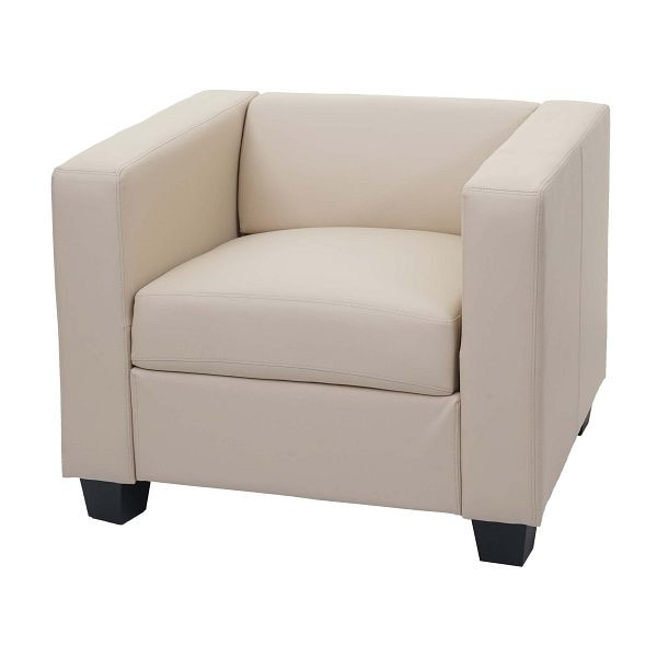 Fauteuil Mendler chaise longue Lille, simili cuir, crème, 14203+14241