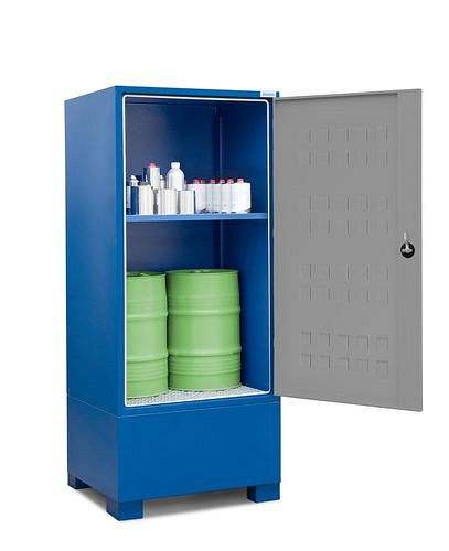 Dépôt de matières dangereuses DENIOS SteelSafe D1, avec portes et 1 étagère pour petits conteneurs, 259-061