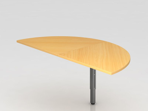 Hammerbacher table à rallonge 2x quart de cercle/socle carré hêtre/graphite, demi-cercle pour fixation sur un bureau, VRA160/6/G