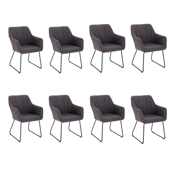 HOME DELUXE lot de 8 chaises avec accoudoirs PAKU – tissu anthracite, 50883