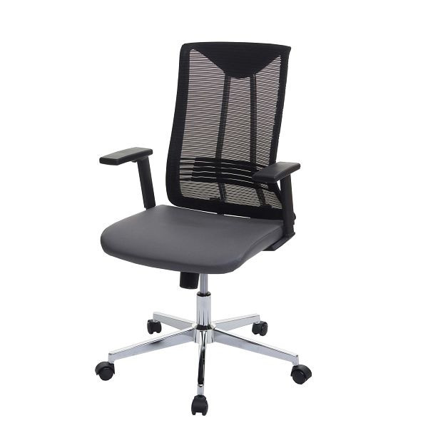 Chaise de bureau Mendler HWC-J53, chaise pivotante, chaise de bureau, cuir synthétique ergonomique, gris, 81084