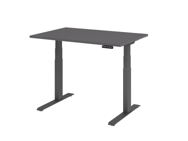 Bureau Hammerbacher XDKB12, 120 x 80 cm, plateau : graphite, épaisseur 25 mm, chant épais en ABS, forme rectangulaire, graphite, VXDKB12/G/G