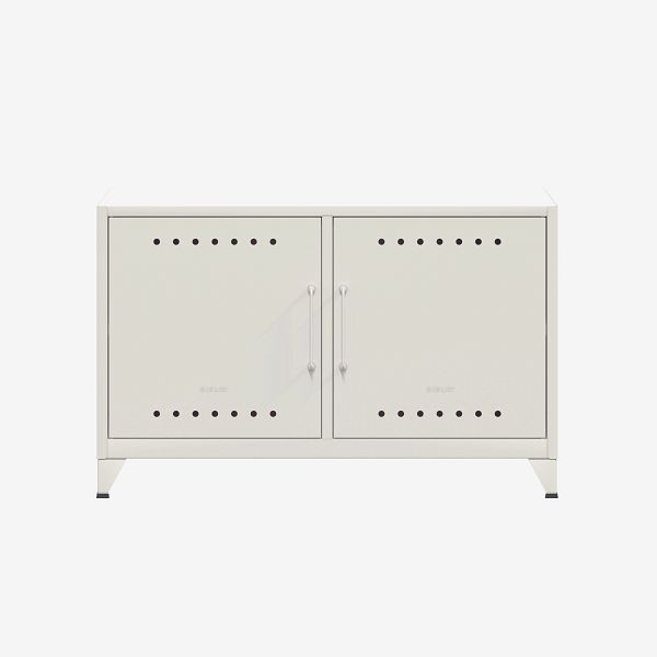 Buffet Bisley Fern Cabby, avec étagère fixe, sortie de câble dans la paroi arrière et support de câble Velcro, blanc signalisation (696), FERCAB696