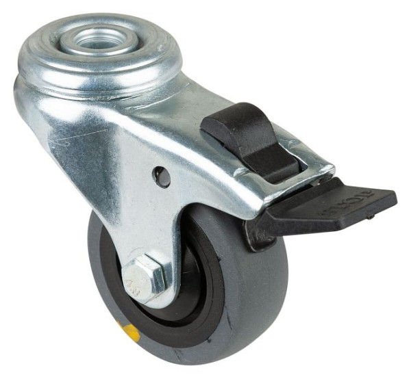BS Castors Roulette d'appareil avec frein, largeur 18 mm, Ø50 mm, jusqu'à 50 kg, caoutchouc gris, conducteur d'électricité, roulement à billes, lot de 4, A321.A89.050